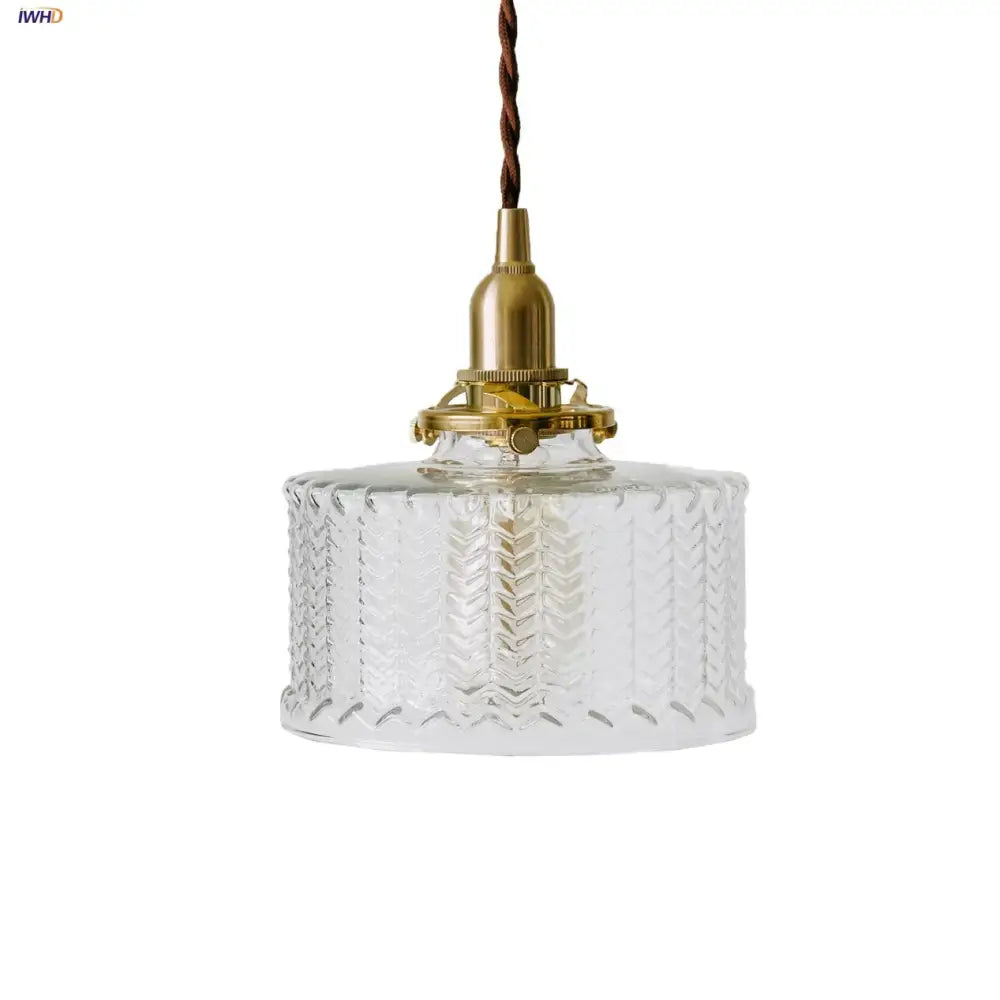Modern chevron clear glass led pendant light kitchen brass hardware