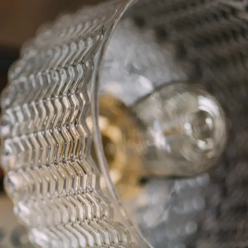 Modern chevron clear glass led pendant light kitchen brass hardware