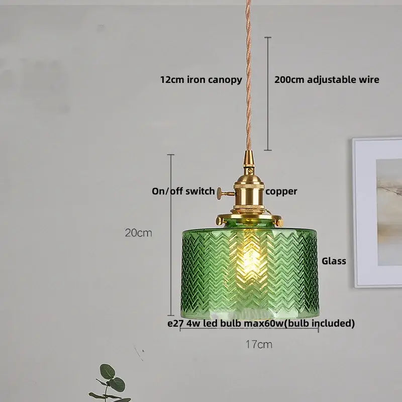 Modern chevron clear glass led pendant light kitchen brass hardware