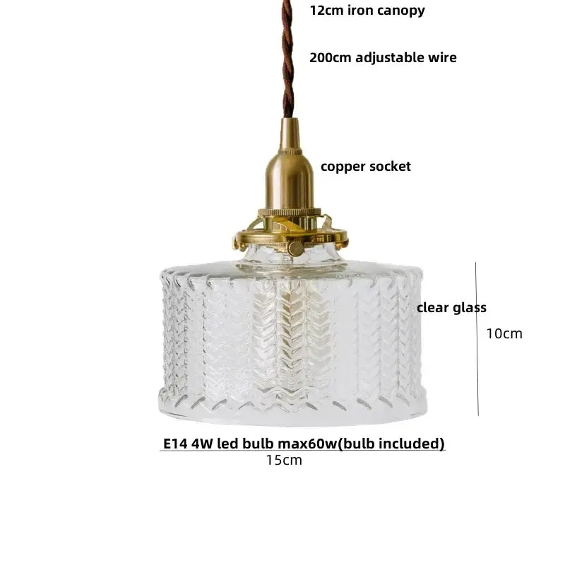 Modern chevron clear glass led pendant light kitchen brass hardware