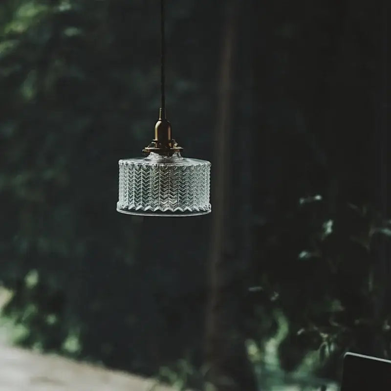 Modern chevron clear glass led pendant light kitchen brass hardware