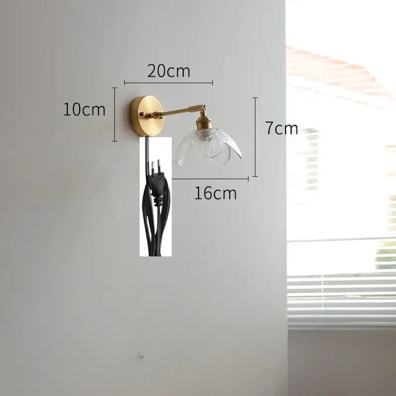 Modern chevron green glass led wall light bedroom pull chain switch