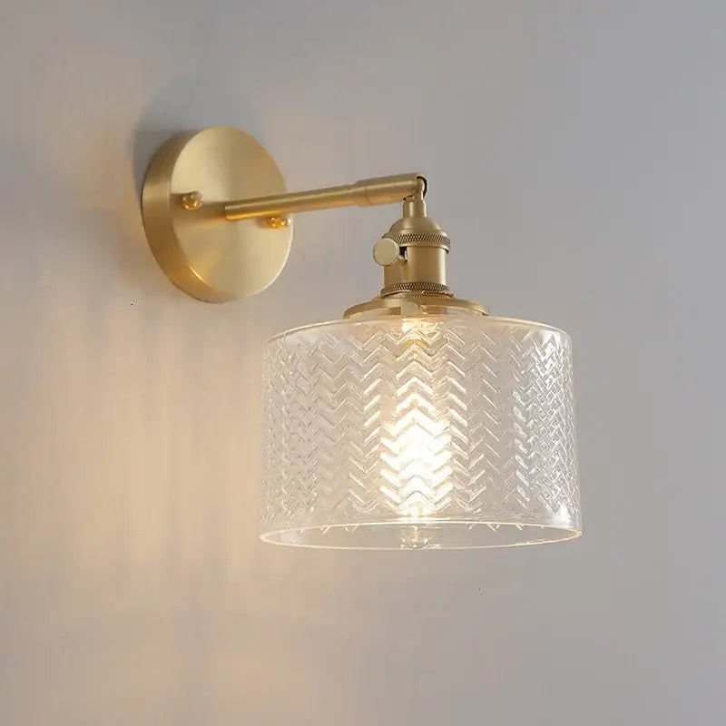 Modern chevron green glass led wall light bedroom pull chain switch