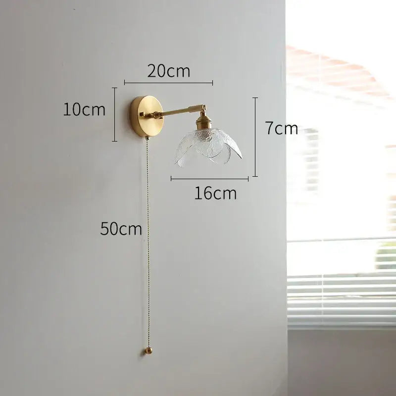 Modern chevron green glass led wall light bedroom pull chain switch