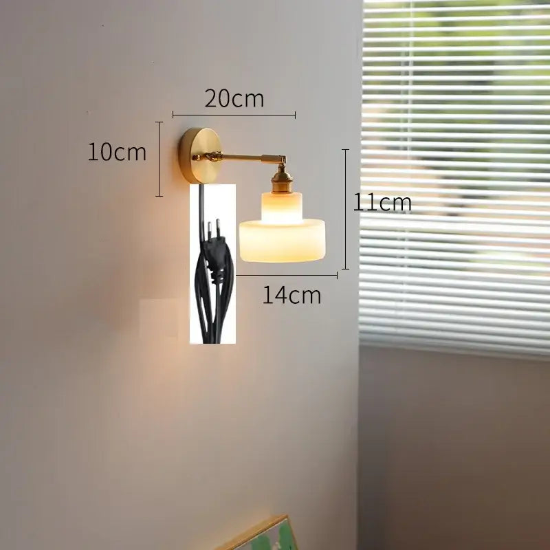 Modern chevron green glass led wall light bedroom pull chain switch