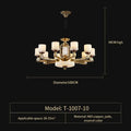 Modern chinese gold copper jade chandelier for living room