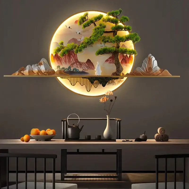 Modern chinese landscape led picture lamp living room 3d wall art