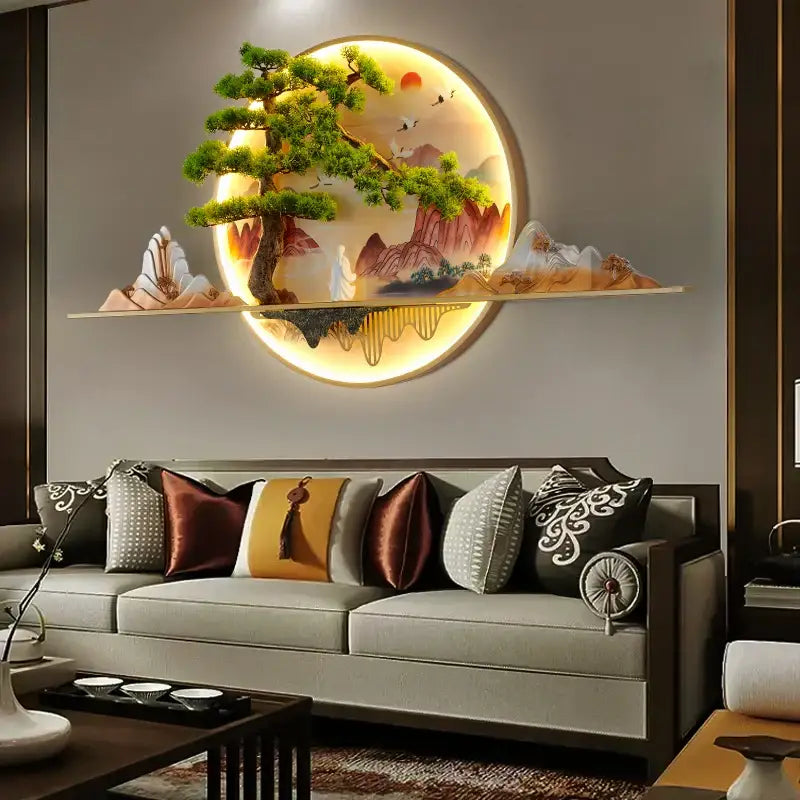 Modern chinese landscape led picture lamp living room 3d wall art