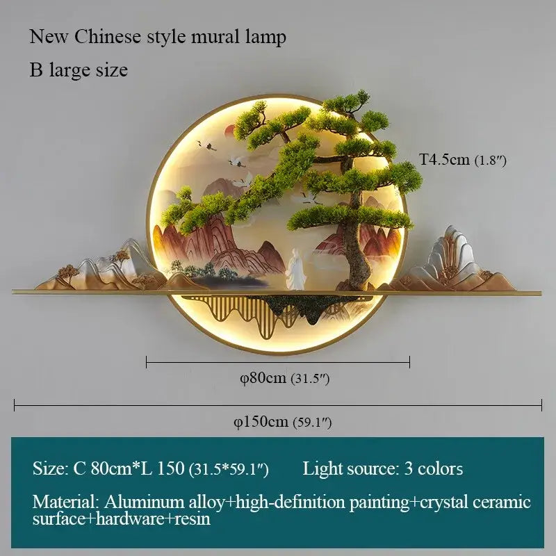 Modern chinese landscape led picture lamp living room 3d wall art