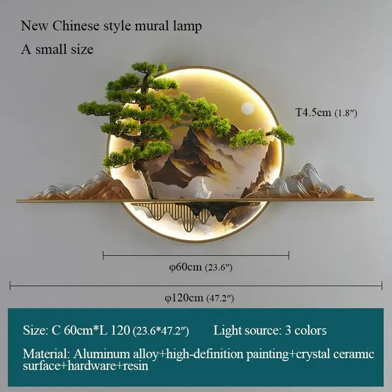 Modern chinese landscape led picture lamp living room 3d wall art