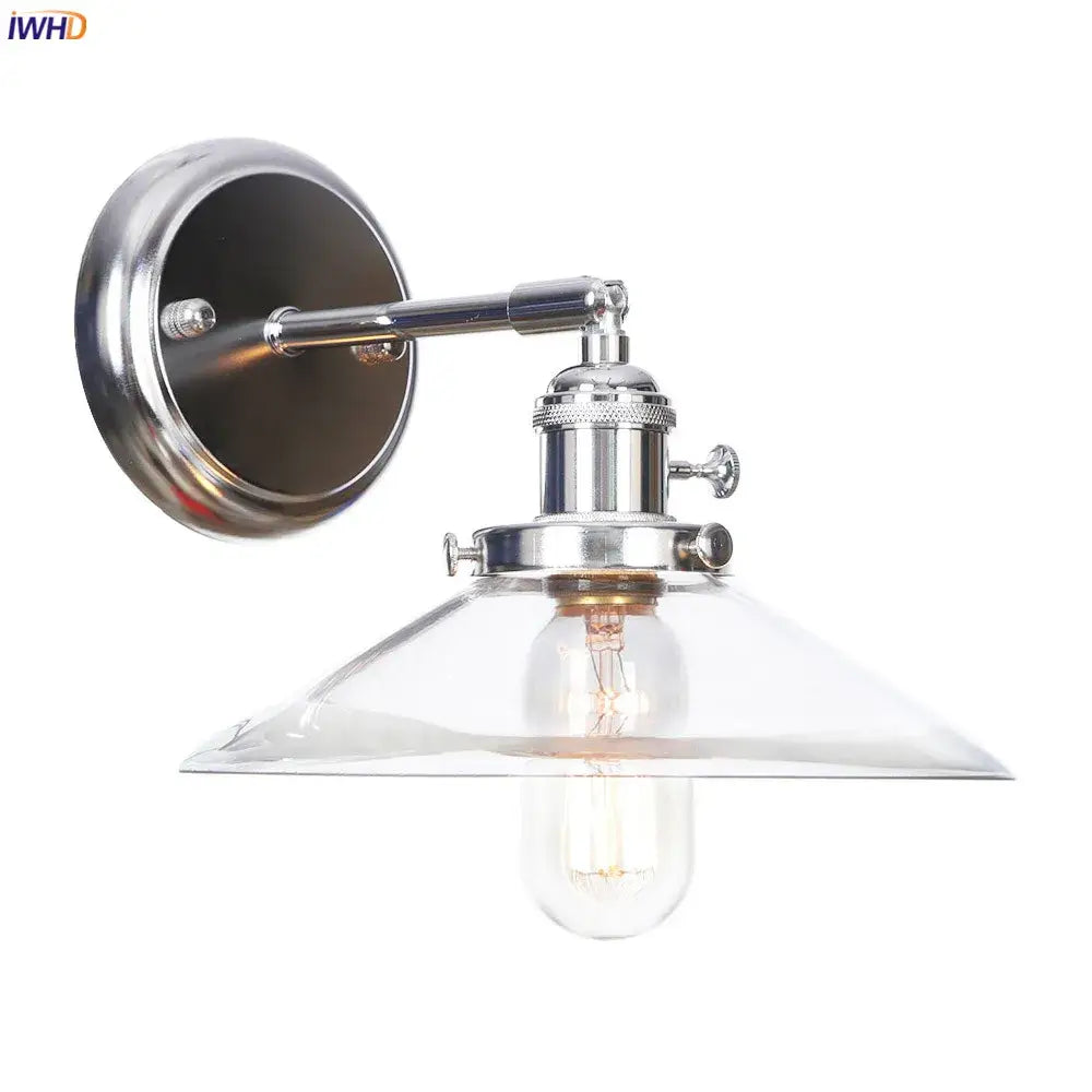 Modern chrome and amber glass ball wall light bedroom sconce