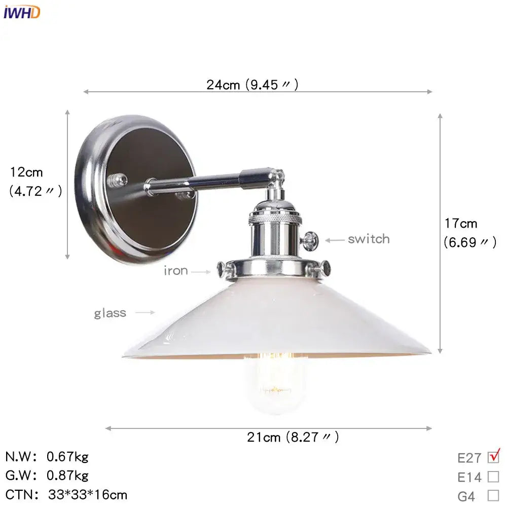 Modern chrome and amber glass ball wall light bedroom sconce