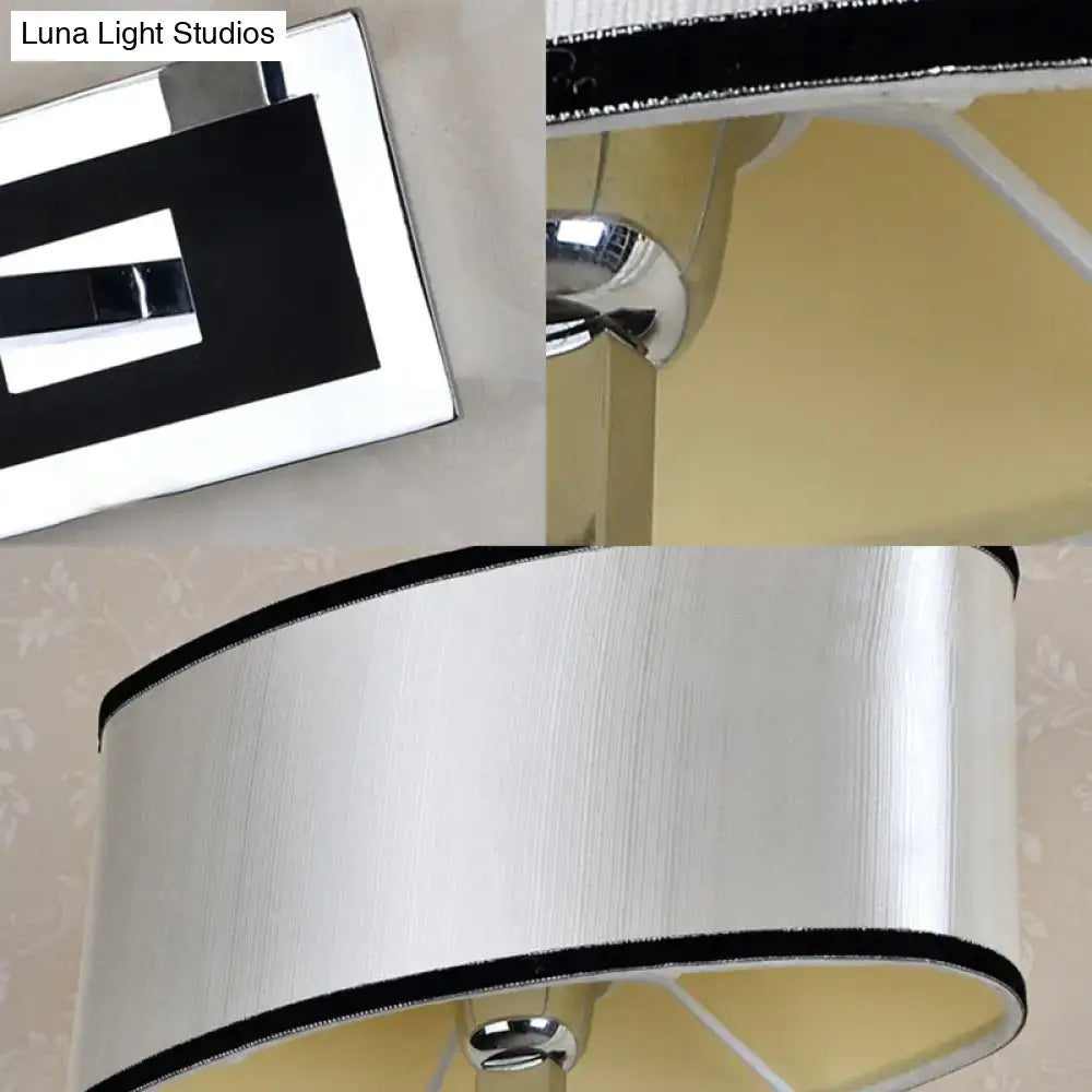 Modern chrome and beige oval wall sconce bedroom light