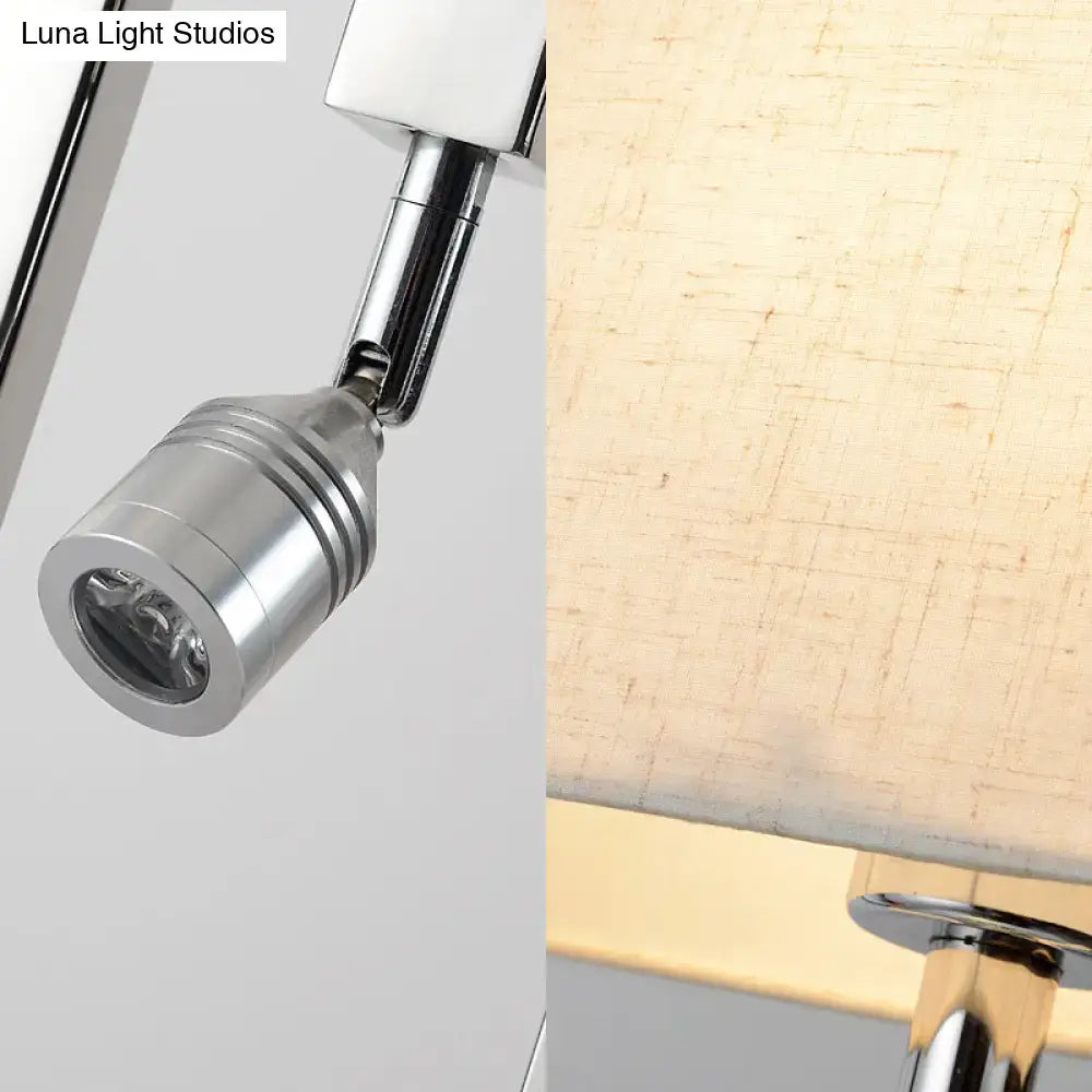 Modern chrome and beige wall mount light sconce bedroom spotlight