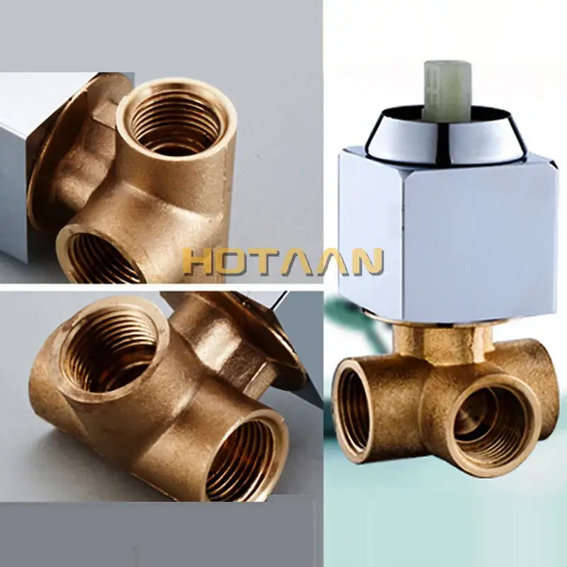 Modern chrome and black square shower mixer valve bathroom faucet