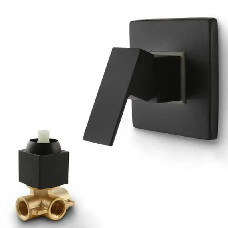Modern chrome and black square shower mixer valve bathroom faucet