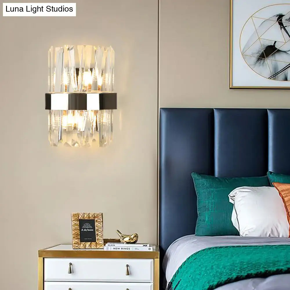 Modern chrome and clear crystal wall lamp bedroom sconce