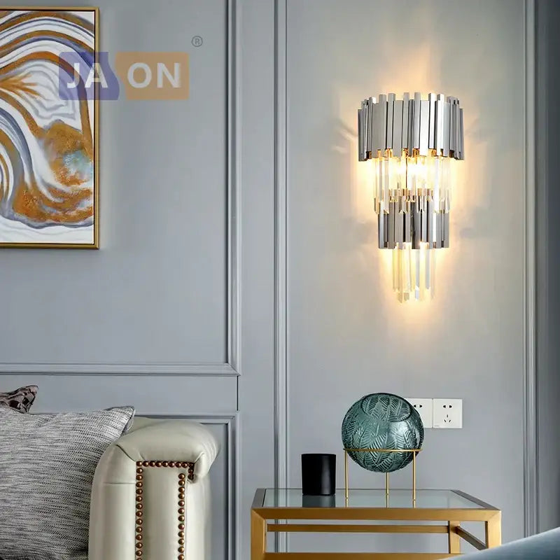 Modern chrome and gold decorbites crystal clear led wall sconce bedroom