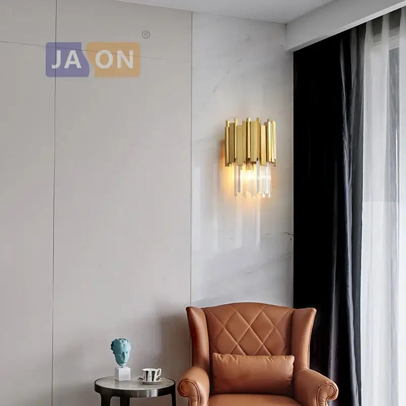 Modern chrome and gold decorbites crystal clear led wall sconce bedroom