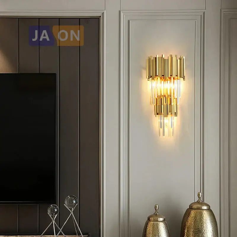 Modern chrome and gold decorbites crystal clear led wall sconce bedroom