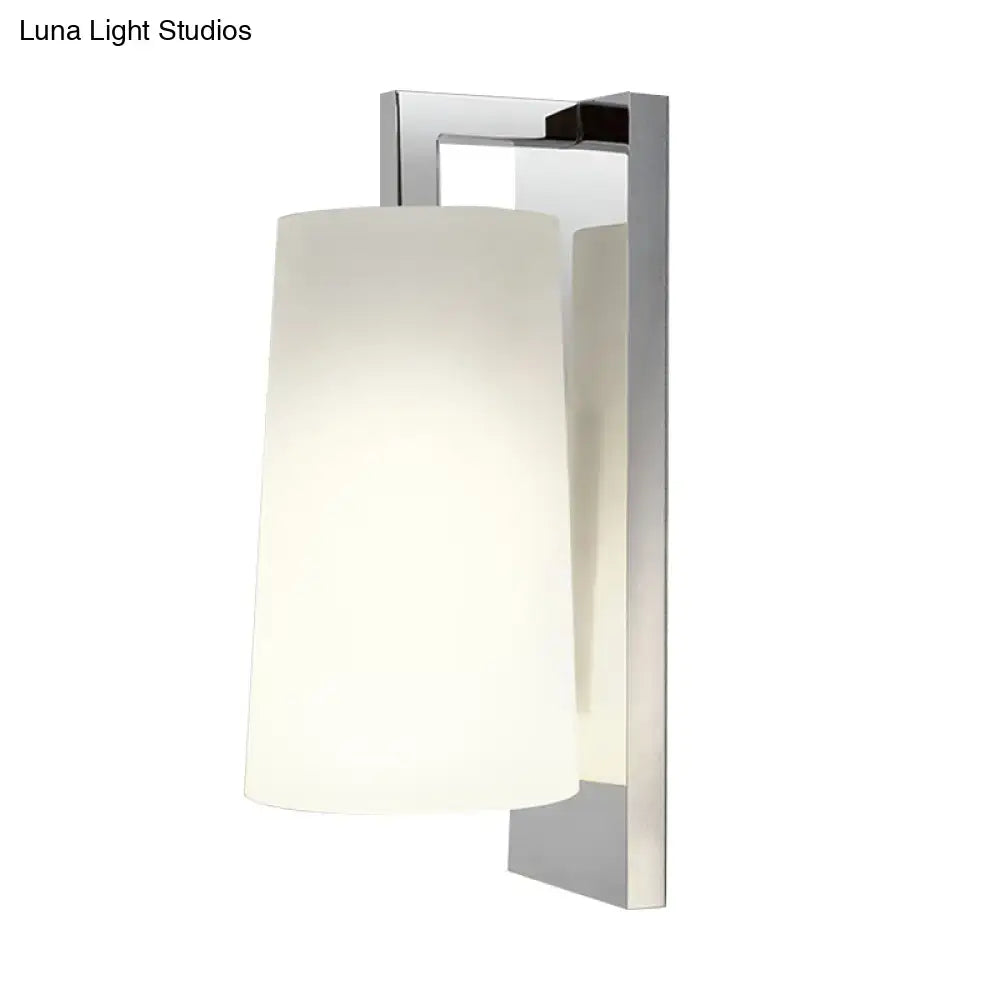 Modern chrome and white glass wall lamp bedroom sconce fixture