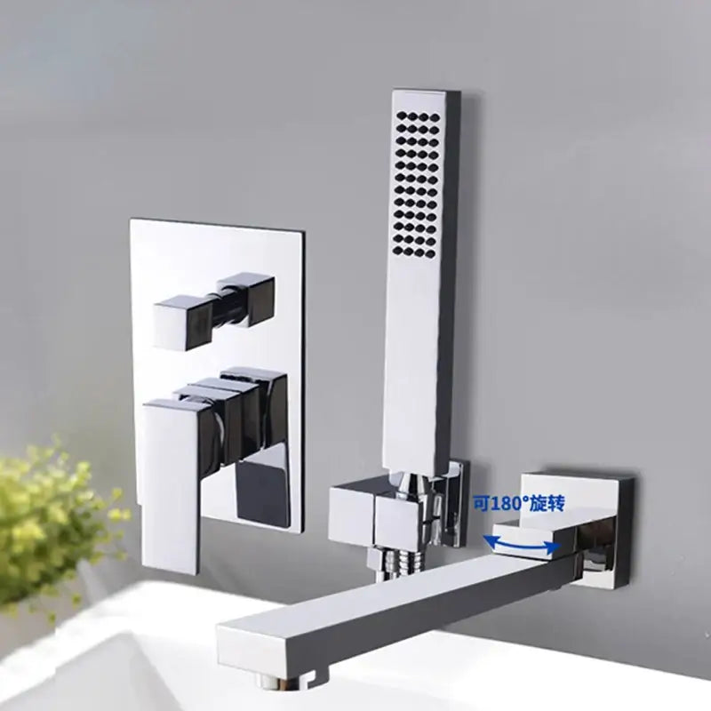 Modern chrome bathtub faucet mixer with waterfall spout for bathroom