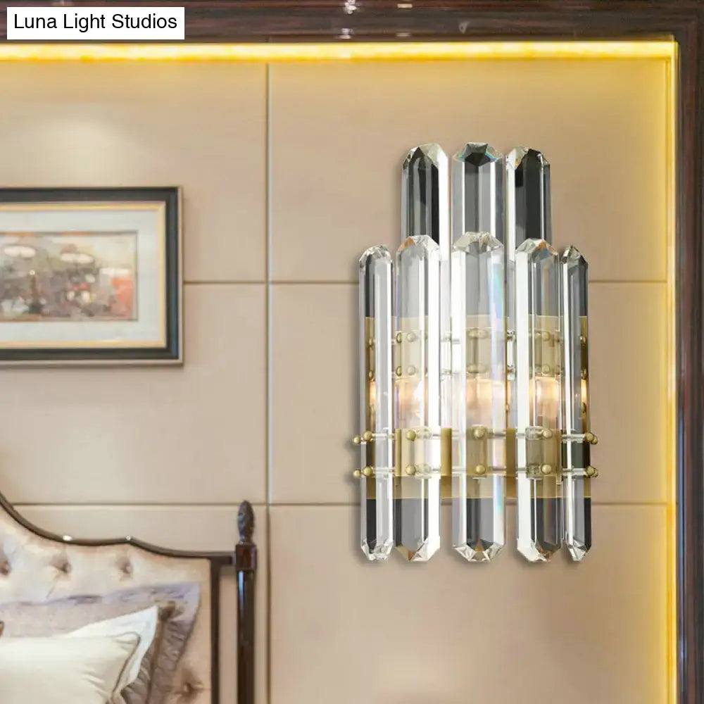 Modern chrome & black crystal wall sconce bedroom direct wired light