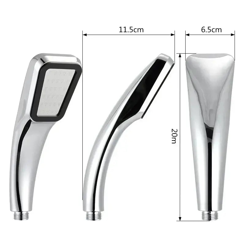 Modern chrome & black rainfall shower head bathroom handheld