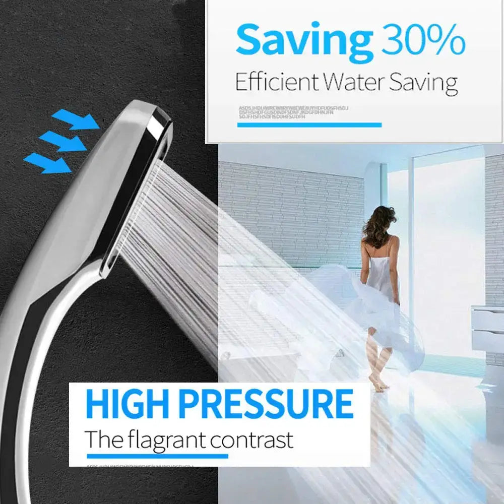 Modern chrome & black rainfall shower head bathroom handheld