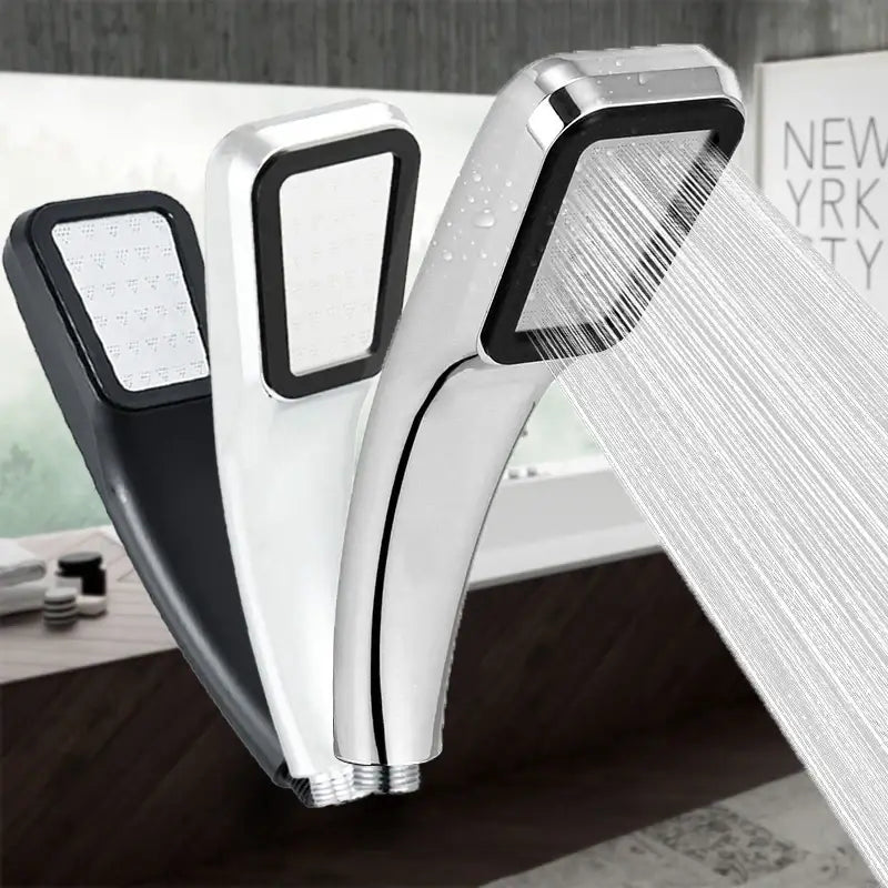 Modern chrome & black rainfall shower head bathroom handheld
