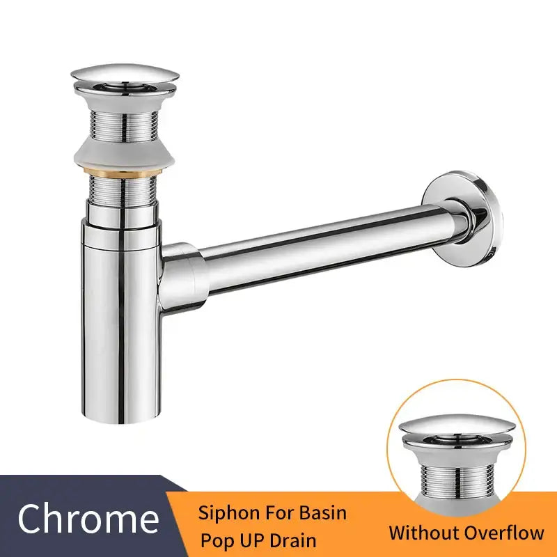 Modern chrome brass round bottle trap bathroom sink drain pipe