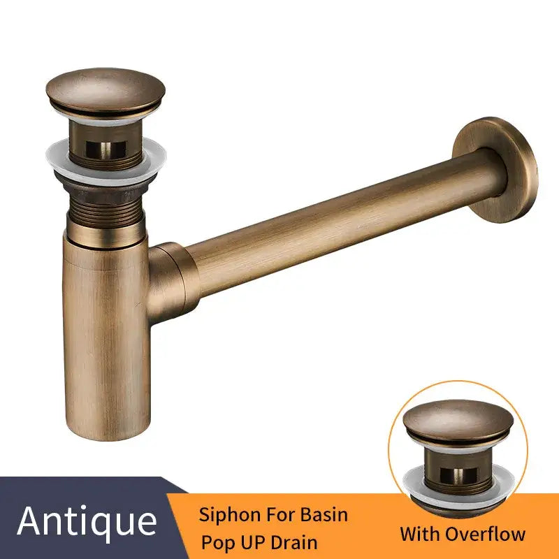 Modern chrome brass round bottle trap bathroom sink drain pipe