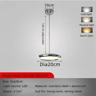 Modern chrome circular dining pendant led light kitchen fixture