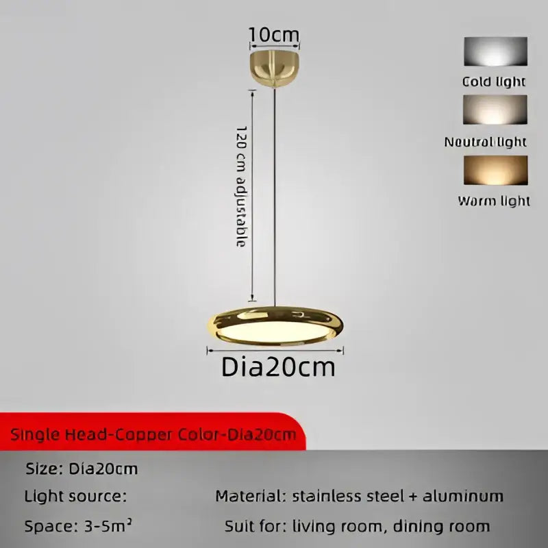 Modern chrome circular dining pendant led light kitchen fixture