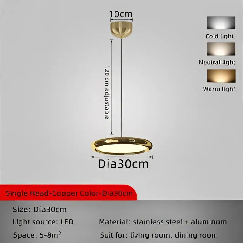 Modern chrome circular dining pendant led light kitchen fixture