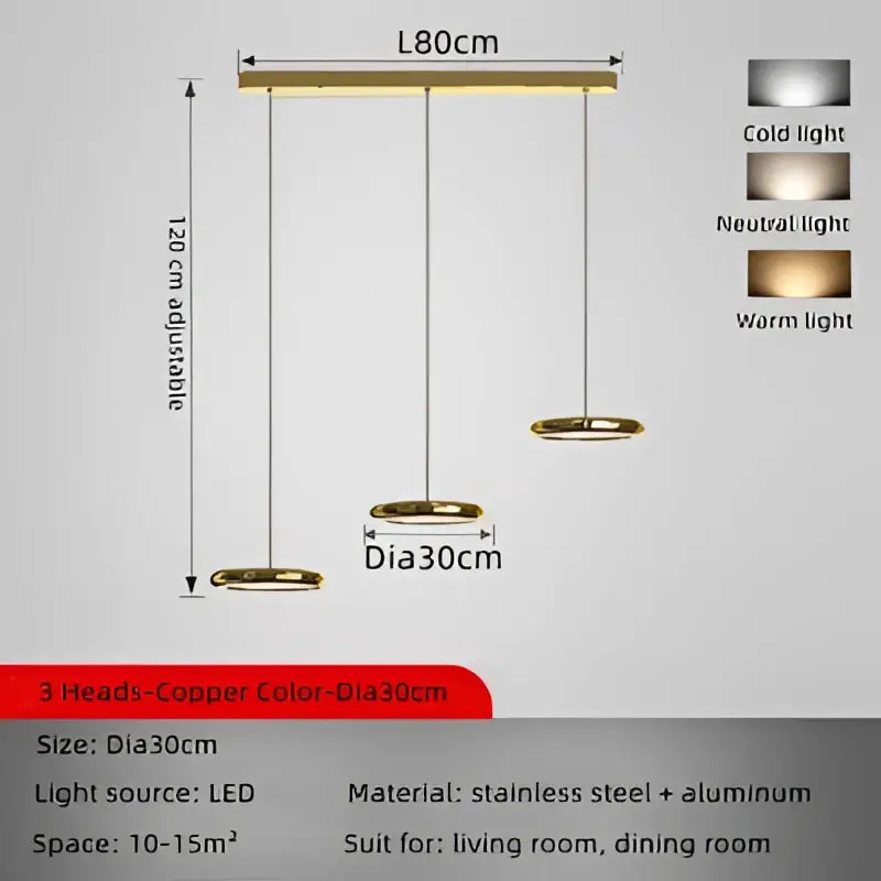 Modern chrome circular dining pendant led light kitchen fixture