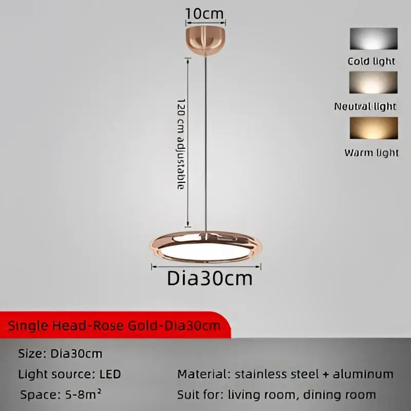 Modern chrome circular dining pendant led light kitchen fixture