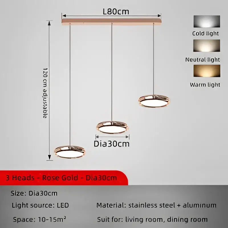 Modern chrome circular dining pendant led light kitchen fixture