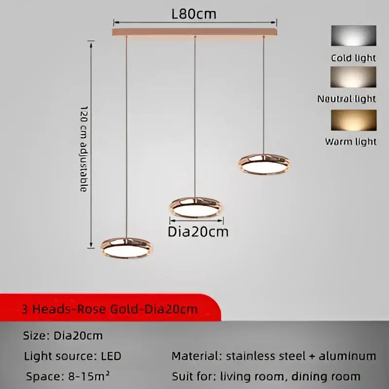 Modern chrome circular dining pendant led light kitchen fixture