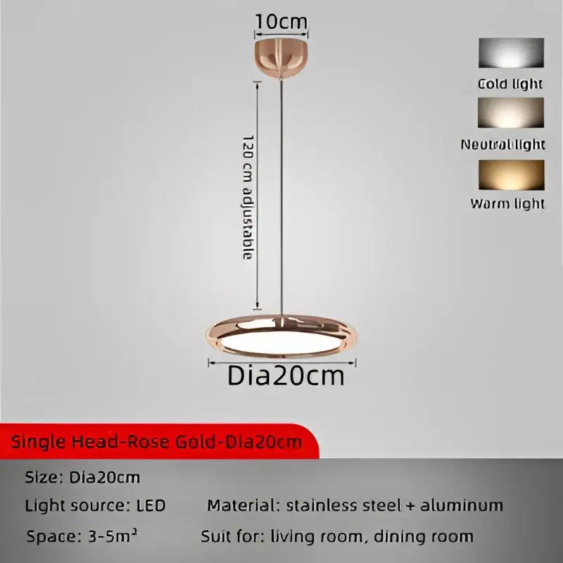 Modern chrome circular dining pendant led light kitchen fixture