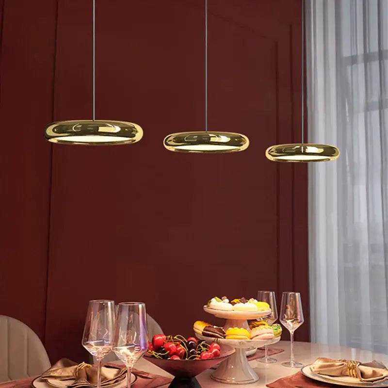 Modern chrome circular dining pendant led light kitchen fixture