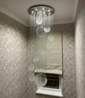 Modern chrome crystal ball design chandelier staircase light