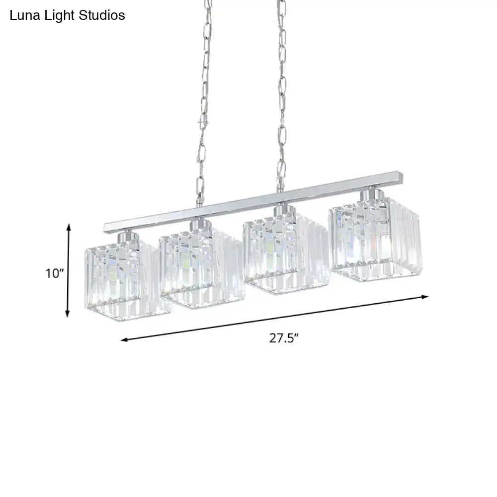 Modern chrome crystal block hanging lamp kit kitchen island light