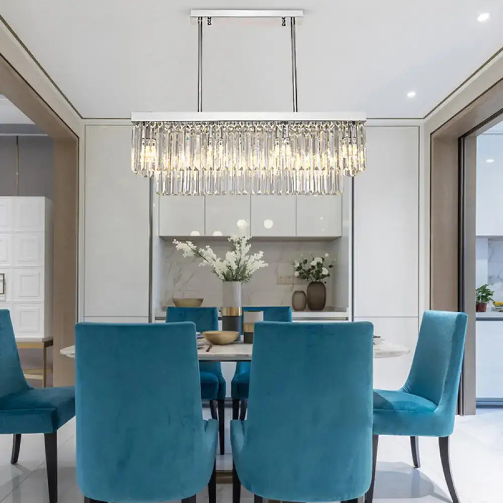 Modern chrome crystal block island light dining room e12 e14 pendant