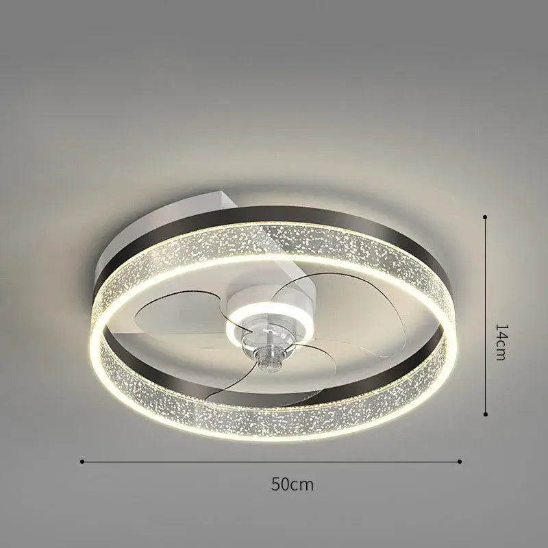 Modern chrome crystal ceiling fan light bedroom remote control