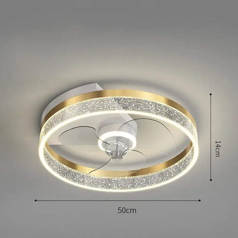 Modern chrome crystal ceiling fan light bedroom remote control