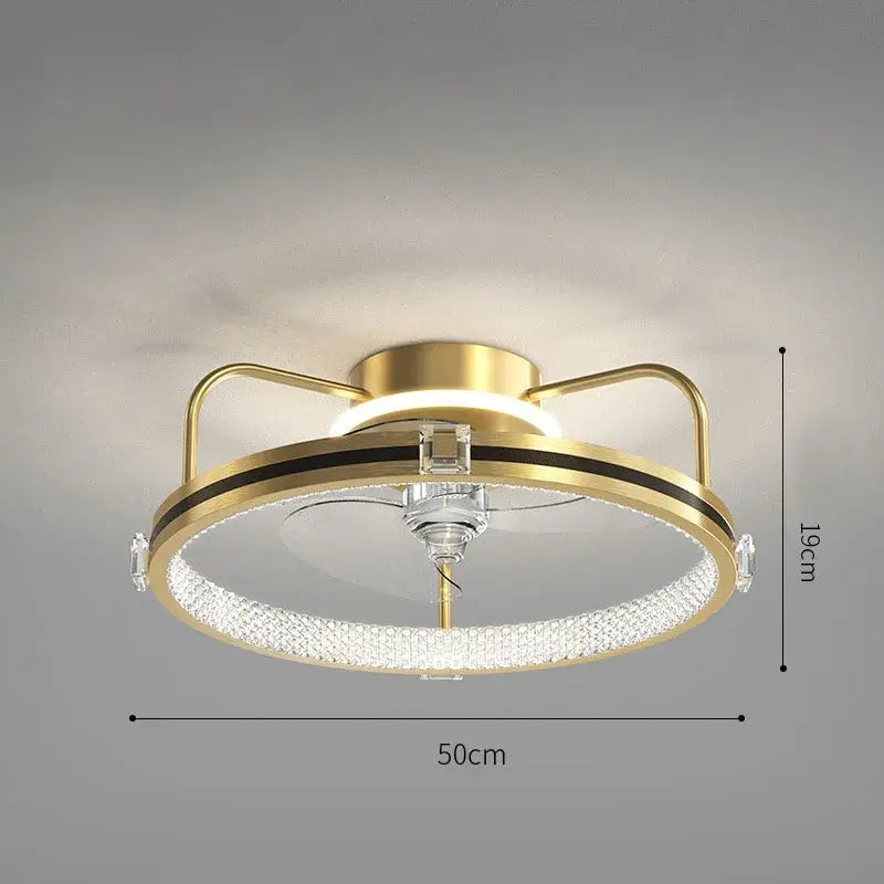 Modern chrome crystal ceiling fan light bedroom remote control