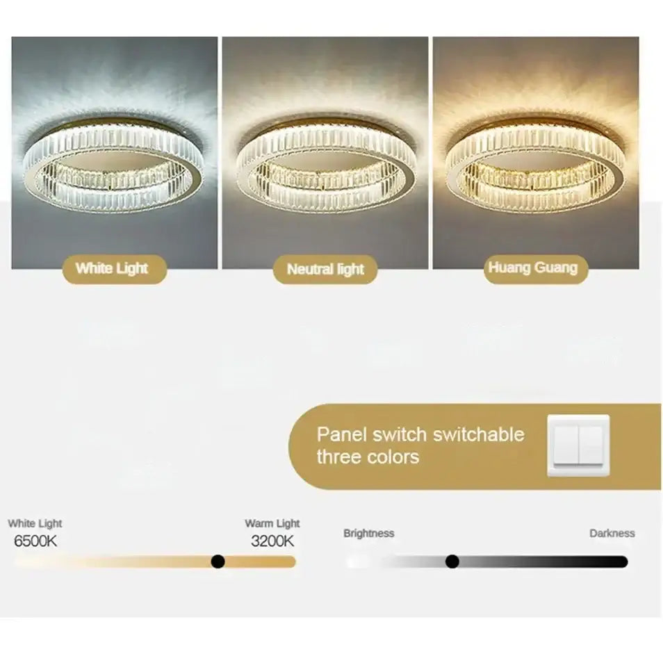 Modern chrome crystal circle led ceiling chandelier for living room