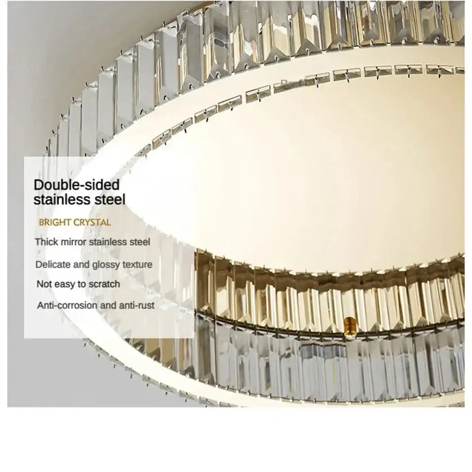 Modern chrome crystal circle led ceiling chandelier for living room