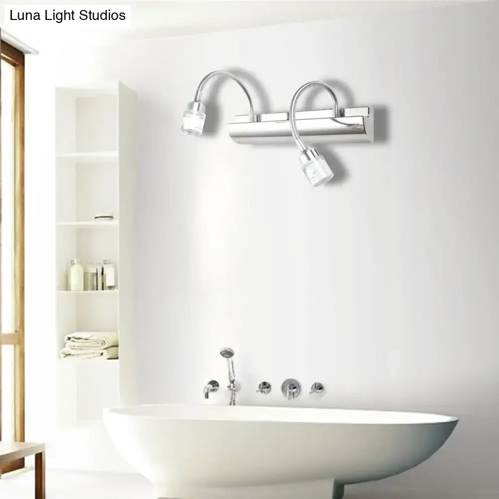 Modern chrome crystal cylinder vanity wall sconce bedroom reading light